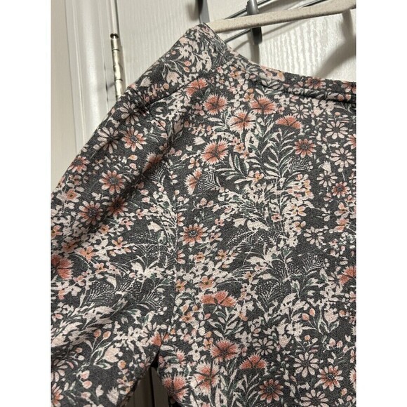 Laura Conrad Floral Top w/ Lace Hem & Back Ribbon Tie Gray Pink Sz large Blouse - Picture 15 of 15